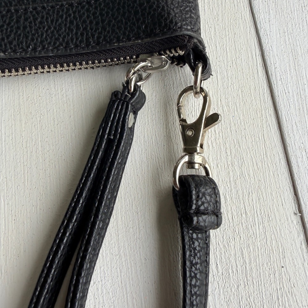 Prince & Fox Black Faux Leather Crossbody Wristlet Bag Detachable Straps - Picture 8 of 10